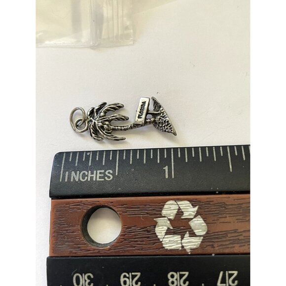 Vintage Sterling Silver Florida Souvenir Coconut Palm Tree Charm or Pendant Sign - Picture 2 of 6